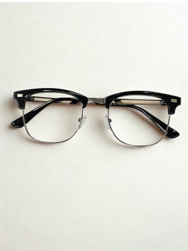 Unisex Clubmaster Glasses with Interchangeable Lenses, Black Frame, 3 Lens Options - Clear, Polarized, UV400, night vision