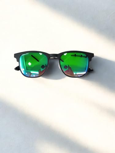 Unisex Clubmaster Glasses with Interchangeable Lenses, Black Frame, 3 Lens Options - Clear, Polarized, UV400, night vision