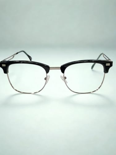 Unisex Clubmaster Glasses with Interchangeable Lenses, Black Frame, 3 Lens Options - Clear, Polarized, UV400, night vision