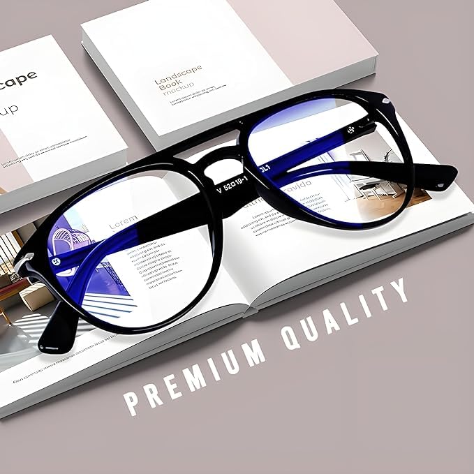 Roshfort Money Heist Professor Eyeglass ARC Glass Blue Light Blocking Coating Glasses for Men Women Retro Aviator Computer Eyewear Acetate Italic Frame (B-1, Black).