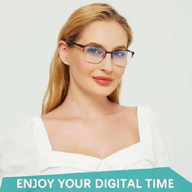 SAVY Metallic Half Rim Medium Frame Reading Eye Glasses Light Weight with Eye Protection and No Eye Strain for Men Women with Hard Case and Cleaning Cloth (Black, 2.5, Diopters)