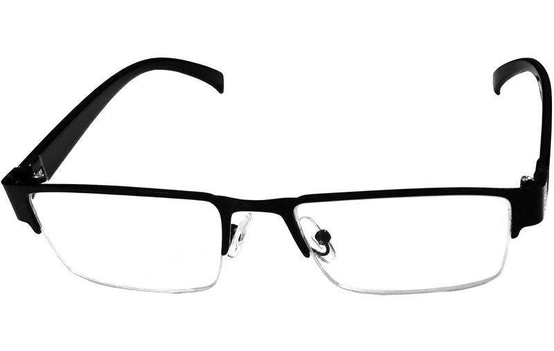 SAVY Metallic Half Rim Medium Frame Reading Eye Glasses Light Weight with Eye Protection and No Eye Strain for Men Women with Hard Case and Cleaning Cloth (Black, 2.5, Diopters)
