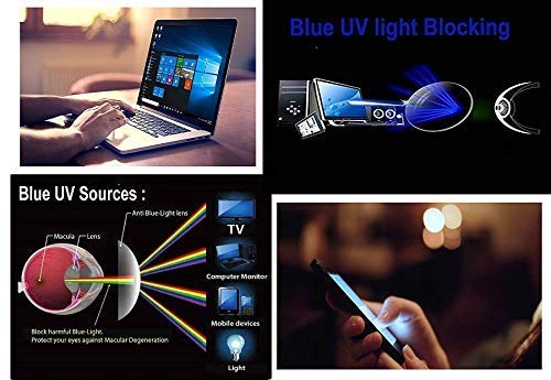 USJONES Eyewear Blue ray Block UV Protected Computer Glasses Rectangular Transparent Frame for men and women (Unisex) - Medium Size