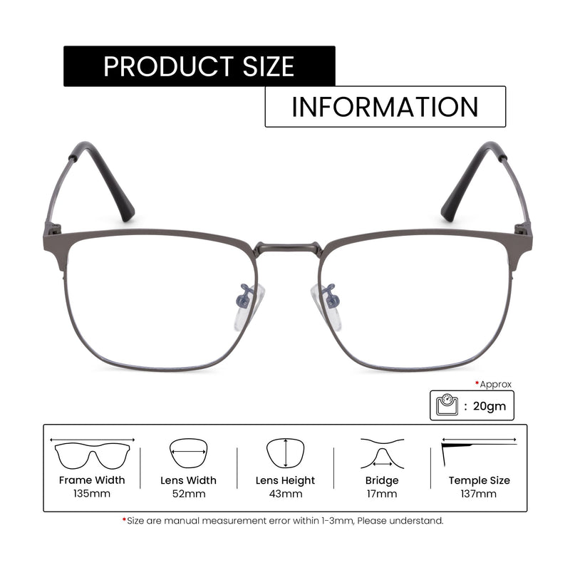 ROYAL SON Square Matte Black Computer Glasses Blue Light Blocking Spectacles Frames Men Women - SF0086-C1-Frame