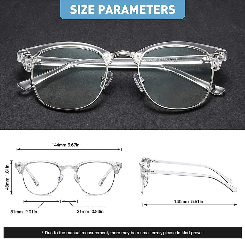 USJONES Eyewear Blue ray Block UV Protected Computer Glasses Rectangular Transparent Frame for men and women (Unisex) - Medium Size
