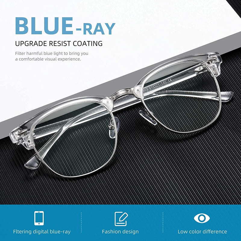 USJONES Eyewear Blue ray Block UV Protected Computer Glasses Rectangular Transparent Frame for men and women (Unisex) - Medium Size